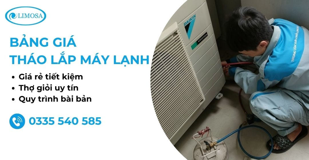 Bảng giá tháo lắp máy lạnh tại Sửa Điện Lạnh Limosa