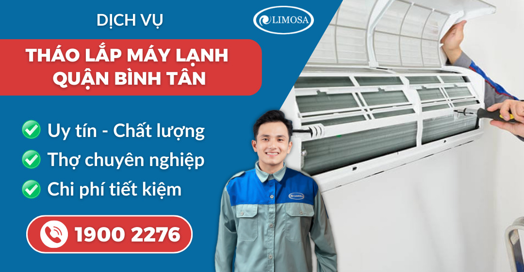 tháo lắp máy lạnh quận Bình Tân suadienlanhlimosa