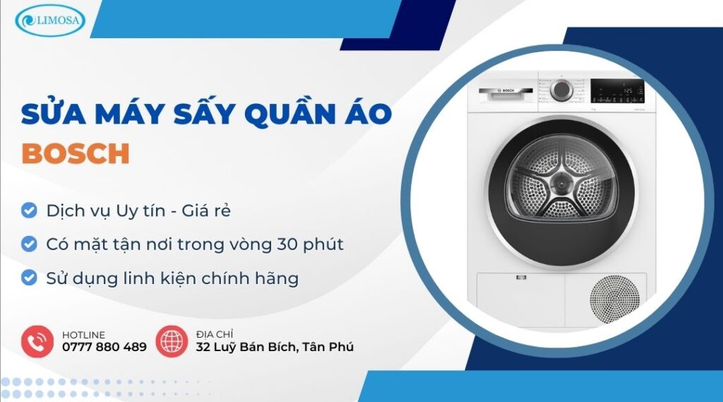 Sửa Máy Sấy Quần Áo Bosch Tại Nhà, Tiệm Sửa Gần Đây sửa máy sấy quần áo Bosch