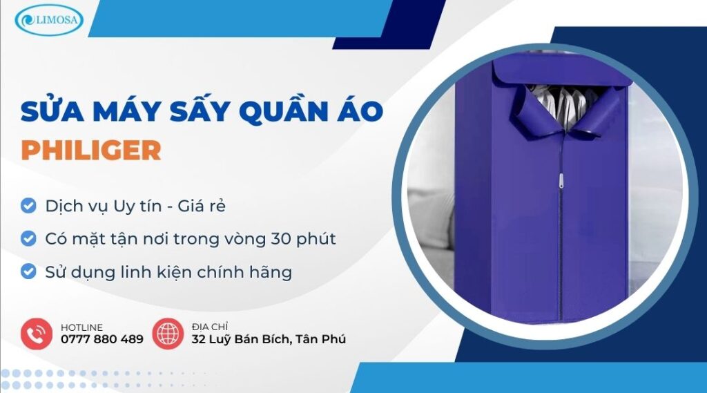 Sửa Máy Sấy Quần Áo Philiger - Dịch Vụ Uy Tín TPHCM sửa máy sấy quần áo Philiger