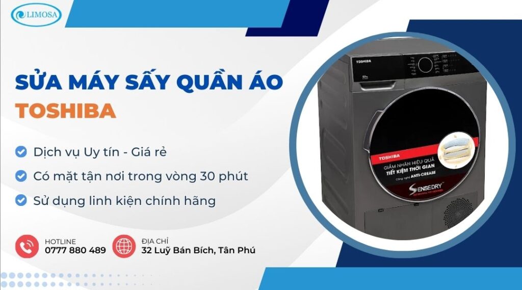 Sửa Máy Sấy Quần Áo Toshiba Tại Nhà, Tiệm Sửa Giá Rẻ sửa máy sấy quần áo Toshiba